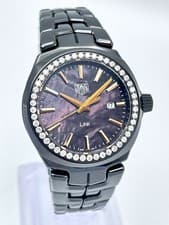 Tag Heuer Link WBC1390 32mm Ceramic Black MOP Diamond Dial Diamond Bezel Papers