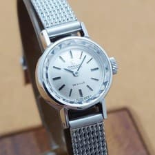 Omega De Ville Automatic Watch Ladies Vintage Cut Glass Silver Dial 1970s