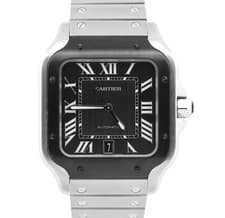 2026 SERVICE PAPERS Cartier Santos 39.8mm BLACK ADLC Steel 4072 WSSA0037 BOX