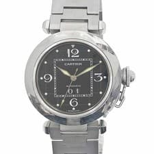 Cartier Pasha C W31053M7 35mm SS Black Dial Automatic Date Box Papers #KN513