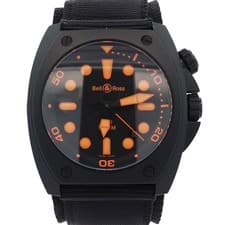 Bell & Ross Marine 44mm Black/Orange Dial Watch Black Ref# BR02-ORANGE
