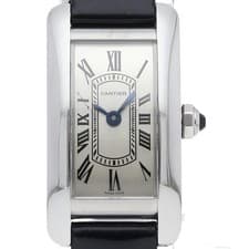 CARTIER Tank American Mini Watch WSTA0081 Stainless Steel / Leather WomenWat...