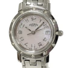 Hermes Clipper Nacre Ladies Watch SS Quartz Used SKAI-0