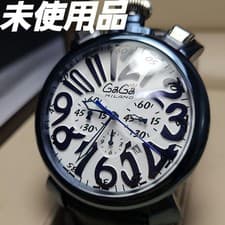 GaGa MILANO Manuale Chrono Quartz Watch External Leather Strap Blue White