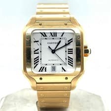 Cartier Santos Large Automatic 18k Yellow Gold White Dial Men's Watch WGSA0029