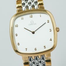 Vintage 1980s **NEAR MINT** OMEGA De Ville Cal.1378 Quartz Gold Arabic 30mm Mens