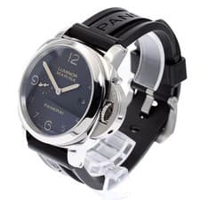 PANERAI LUMINOR MARINA PAM00359 45mm SS Black Dial Rubber Strap Date #C256