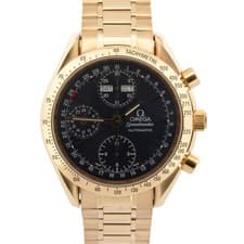 Omega Speedmaster Day-Date Triple Calendar BLUE 18K Gold 39mm Watch BA 175.0044