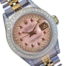 Rolex Datejust Two-Tone 14KY Gold Steel Pink Mother of Pearl 1.60cts Watch 26mm
