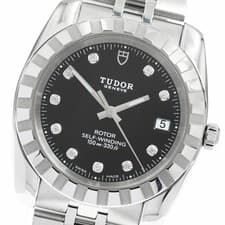 TUDOR WATCH 21010 CLASSIC DATE 10P DIAMOND AUTOMATIC BLACK STAINLESS STEEL MEN'S