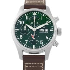IWC Pilot's 41 Green Dial Chronograph Steel Watch IW388103