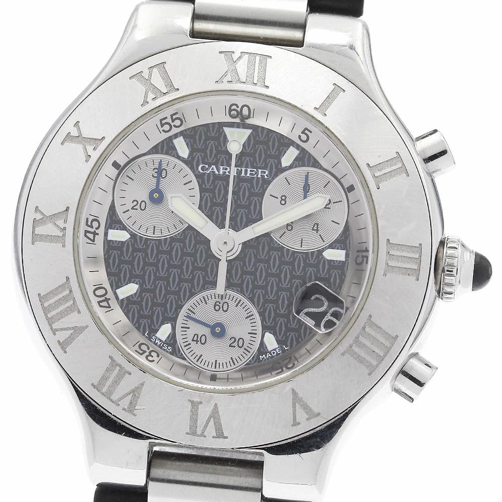 CARTIER W10125U2 Chronoscaph Date Quartz Men's _947236 Authentic From Japan