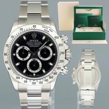 MINT 2016 Rolex Daytona 116520 Black Steel Cosmograph Blue Chromalight Watch Box