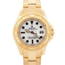 2026 RSC Ladies Rolex Yacht-Master WHITE 18K Yellow Gold 29mm Watch 69628 BOX