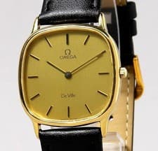 Vintage Omega De Ville Cal.1434 Ref.191.0219 Gold Dial Qz Mens Watch From Japan