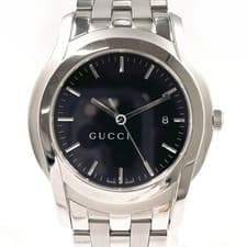 Gucci G Class 5500XL Men's Watch Stainless Steel Silver Black Dial
