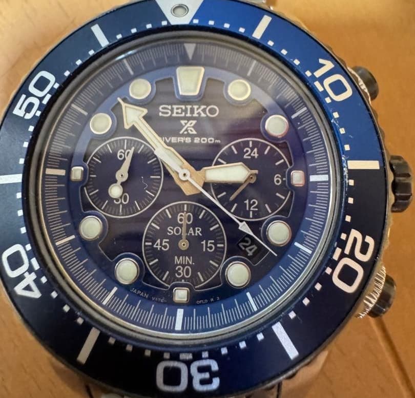 SEIKO Prospex V175-0AD0 Chronograph Quartz Men's Watch Blue Black