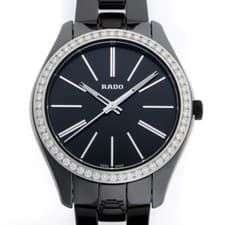 RADO HYPERCHROME DIAMOND QUARTZ R32312152 129.0312.3 BLACK DIAL SS WATCH