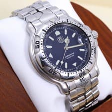 TAG Heuer 6000 Series WH1115-K1 Quartz Diver Watch Navy Silver Cleaned Working