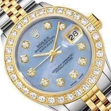 26mm Rolex Datejust 69173 18K Gold Diamond Blue MOP Dial Steel Woman's Watch