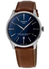 Tissot Chemin Des Tourelles Blue Dial Leather Strap Men's Watch T1398071604100
