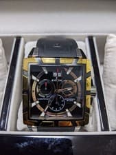 EDOX Class Royal Chronograph 10013 QZ Black Rare Quartz Men's Watch Used