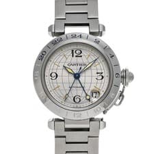CARTIER Pasha C Meridian GMT W31029M7 Silver WATCH 712931