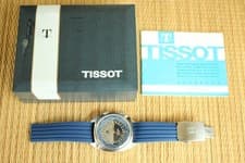 CLEAN TISSOT NAVIGATOR SEASTAR 24HR DIAL STAINLESS WATCH DEPLOYMENT BRACELET BOX