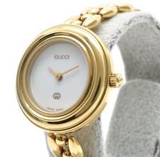 GUCCI 11/12.2 Change Bezel Watch Gold Qz White Dial Vintage Women's From JAPAN
