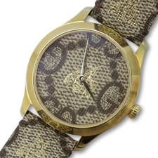 Gucci G-Timeless Quartz Watch Men 126.4 GG Supreme Gold Bee