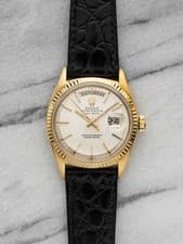 Rolex Day-Date 1803 18K Yellow Gold Silver Sunburst Dial Automatic 36mm
