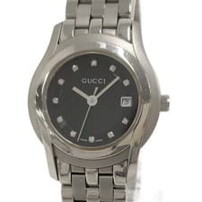 Gucci Watch SS Quartz 11p Diamond Black Dial 5500L Used SKAI-0
