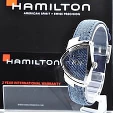 Hamilton H242112 Ventura Quartz Watch Denim Dial Women Auth w/Manual w-1353