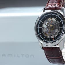 Near MINT HAMILTON Railroad H406550 Black Skelton Auto 42mm Men's Watch w/ Box