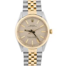 1986 Rolex Oyster Perpetual 34mm Two-Tone SILVER Gold Steel Fluted JUBILEE 1005