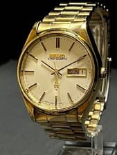 Used working Seiko King Quartz Gold GoldTone Mens Wristwatch wrist 20cm from JPN