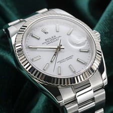Rolex Datejust 41 White Dial 18K White Gold Fluted Bezel Steel MINT 126334