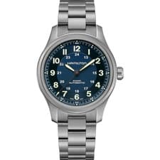 NEW HAMILTON KHAKI FIELD TITANIUM CASE AND BRACELET BLUE DIAL 42MM H70545140