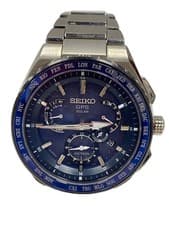 Seiko Solar Watch Analog Stainless Steel Navy Silver With Links