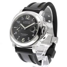 PANERAI LUMINOR MARINA PAM00164 44mm SS Black Dial Rubber Strap Date #C310