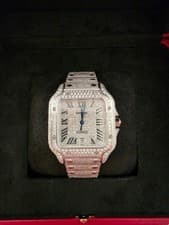 Cartier Santos Custom set Diamond Bezel & Dial 2016 Box & Papers