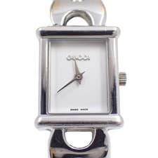 Gucci 1800L Quartz Women's Watch Silver Dial White Band Used