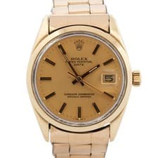 Rolex Oyster Perpetual Date CHAMPAGNE Gold Capped Steel 34mm 1550 Watch