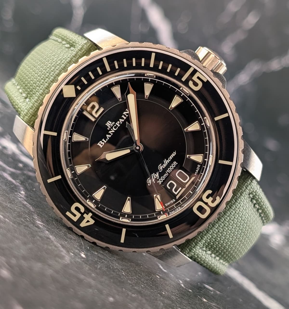 Blancpain Fifty Fathoms Grande Date Titanium Black 5050 12B30 B52A Complete Xtra