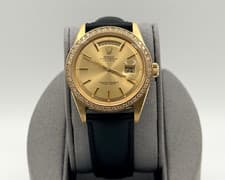 Vintage Rolex Day Date 1803 36mm Champagne Dial Diamond Bezel 18K Yellow Gold
