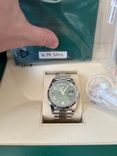 ROLEX 18K WHITE GOLD PRESIDENT DAY DATE 40 228239 C. 2022 Green Roman Dial 40mm
