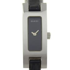 Used GUCCI Gucci 3900L Watch SS x Embossed Leather Quartz Analog Display Ladies