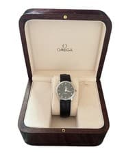 Omega DeVille Women’s Wristwatch. Black Dial, Croc Band. New Battery.