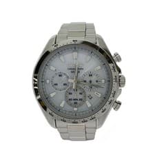 Used SEIKO◆Solar watch/analog/WHT/SLV/V175-0FD0
