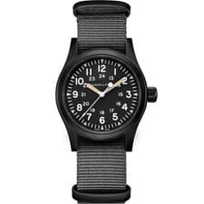 NEW HAMILTON KHAKI FIELD 80 HOUR MECHANICAL 38MM BLACK DIAL NYLON H69409930